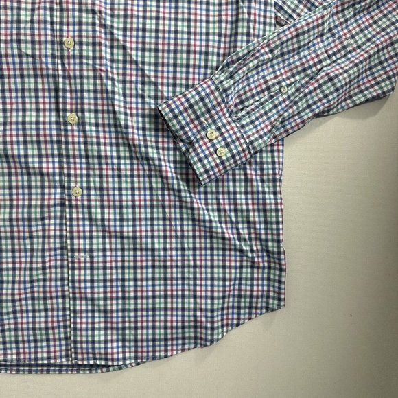 Peter Millar Summer Comfort Men’s Large Blue White Long Sleeve Button Up Plaid - Picture 2 of 8